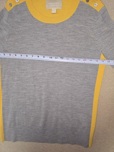 Damen grau & gelb Langarm Banana Republic Top mit Knöpfen - Größe XL - Bild 4 von 6