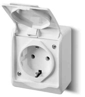 Aufputzsteckdose Weiss 1-Fach Feuchtraum IP44 16A 250V Aufputz Montage Steckdose