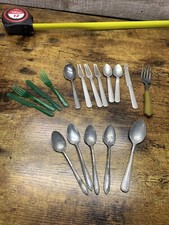 Vintage Toy Cutlery Metal Plastic Play Flatware Child Knife Fork Spoon