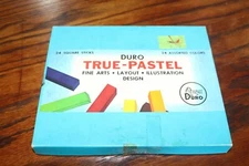 Vintage DURO True-Pastel 24 ct set Square Sticks Assorted colors Made in USA