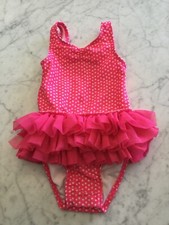 CAT JACK Bright Pink w/White Polka Dots Bathing Suit. Size 2T. Excellent Cond.