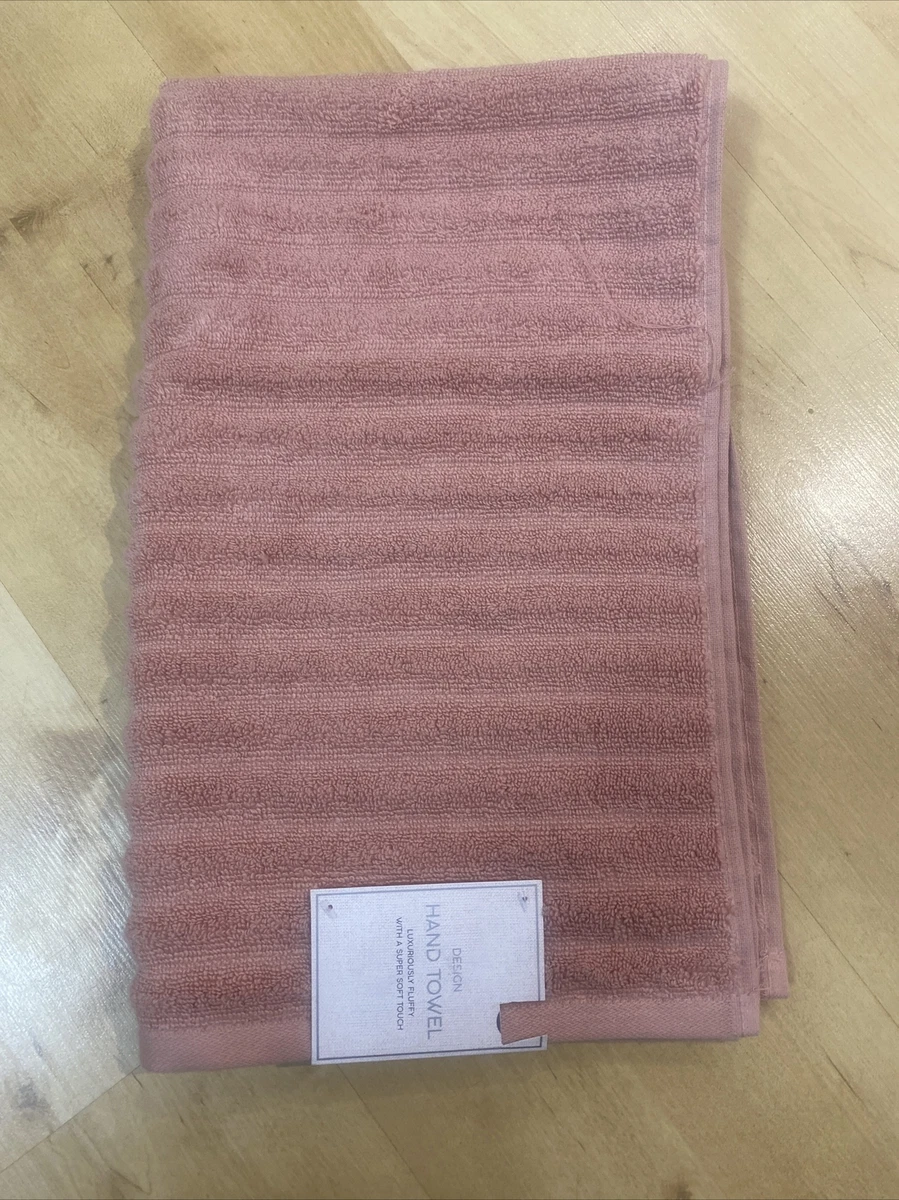 Homestore Pink Ribbed Hand Towel 100 Cotton Fluffy Soft 50x85cm