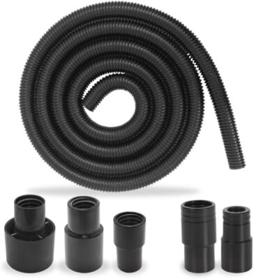 10ft Dust Collection Hose Kit with 5 Attachments for Power Tools & Vacuums