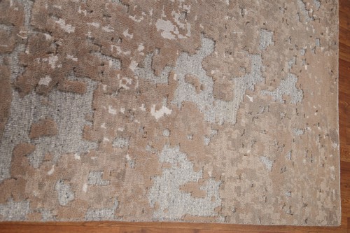 Abstract Modern 8x10 ft. Indian Area Rug Hand-knotted Wool Carpet - Picture 8 of 12