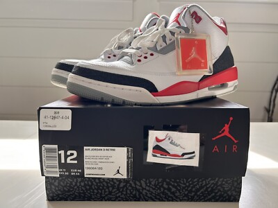 Jordan Fire Red 3s. Worn 4X. Men’s 12 w/box Air Jordan 3 Fire Red Sz 12 – The Gallery Online main image 3