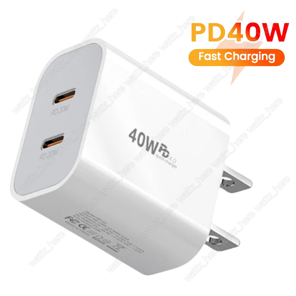 Dual PD 40W Fast Wall Charger Power Adapter For iPhone 15 Pro Max 14 13 12 Plus