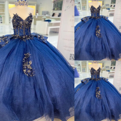 Ball Gown Navy Blue Dress Size 16 Navy Quinceanera Dresses Ball