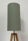 Extra Tall Lampshade Sage Green 100% Linen Cylindrical Cylinder Drum