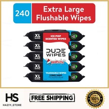 DUDE Wipes Flushable XL Wet Wipes 240 Count At Home Use POOPsicle Bulk Pack