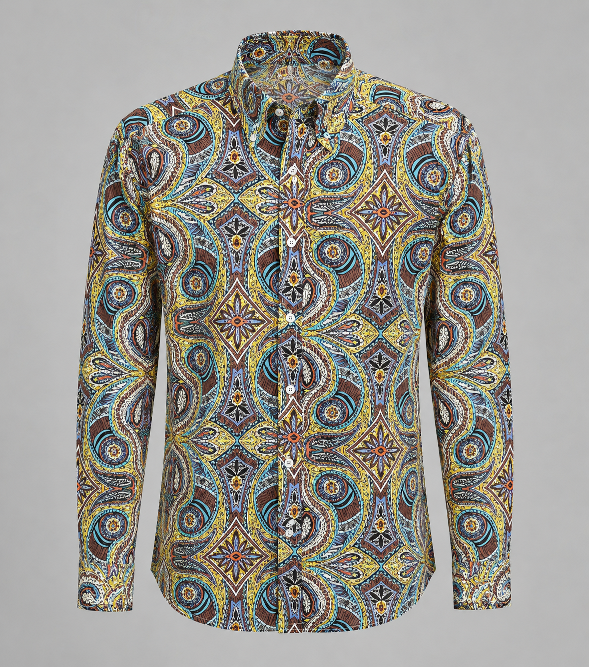 Cremieux Premium Denim Paisley Button Front Shirt Multicolor Mens L