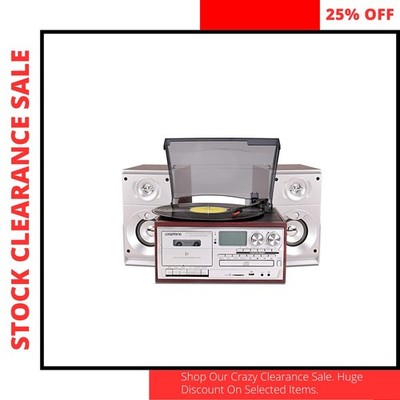 Vinyl Record Player Bluetooth Turntable Dual Speakers 3 Speed 9 in 1