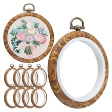 10Pcs Round Embroidery Hoops, 3 Inch Imitated Wood Embroidery Display Frame3352