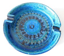 ALDO LONDI Rimini Blu Footed 9.5" Cigar Ashtray Bitossi Mid Century Modern