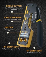 RJ45 Crimp Tool Kit, Ethernet Crimper for Cat5 Cat6 Cat7, All-in-One Network ...