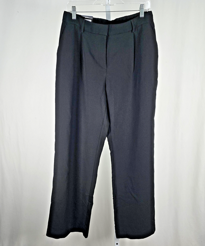 DKNY Pants Womens Size 10 Black Wide Leg Pull On Trousers Elastic Waist ...