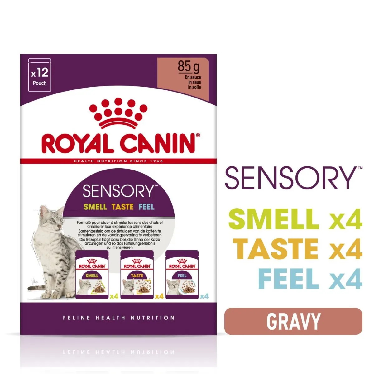 Royal Canin Sensory Adult Wet Cat Food in Gravy (Variety Pack) - Pack Size : ...