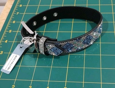 Jacqueline Kent Light Blue Diamonds in the Ruff Dog Collar, Size Medium