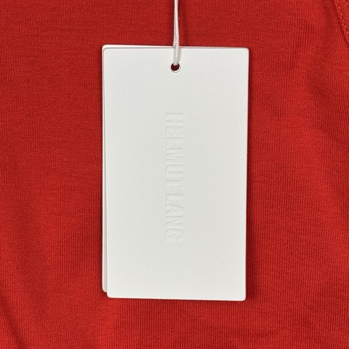 Helmut Lang Shirt Womens L Red Ribbed Layer Tee Cut-Out Shoulder Elongated Hem - Picture 9 of 14