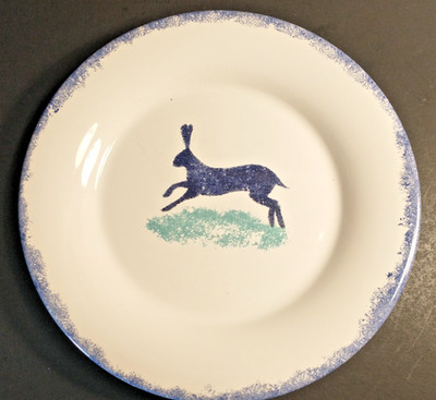 Hinchcliffe & Barber Sponge Rabbit Salad Plate Seville Pottery 1989 8.25'' wide