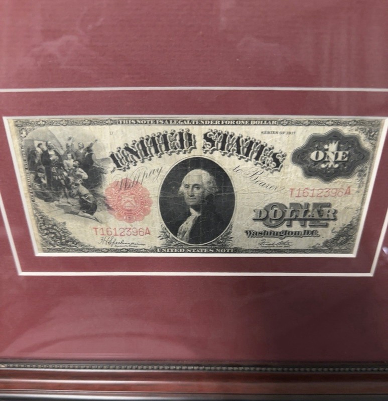 1917 $1 US Legal Tender “Sawhorse” Note Large Size Red Seal Fr. 36 Washington
