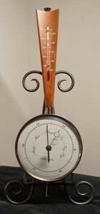 Vintage 1950's Airguide Weather Station Banjo Style Wall Barometer Thermometer 