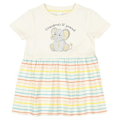 Inktastic Grandma's Lil' Peanut Polka Dot Elephant Infant Dress Grandmother Tiny