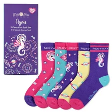 Milk&Moo Ayris 5-Pack Kids Socks, Size 31-35, Fun and Vibrant Patterns, Soft and