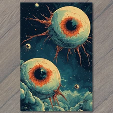 Art Print Exploding Space Eyeballs Dripping Tentacles Strange Alien Sky Fantasy