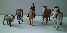 Vintage  Britains Farm Rider, 4 x Horses and Donkey collection (1970's)