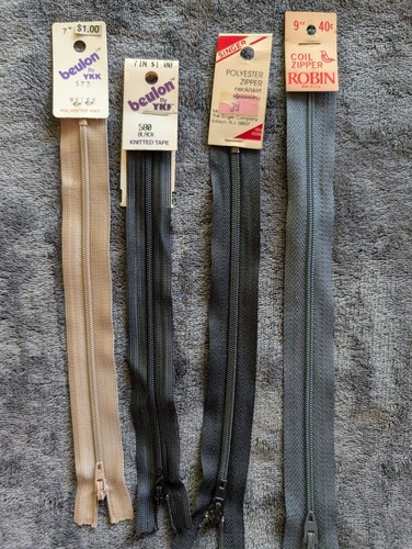 Lot of 7 Vintage NWT/NOS Nylon/Polyester Coil Zippers Multiple Lengths - Picture 2 of 4