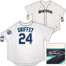 Mariners Ken Griffey Jr. Auto White Nike Cooperstown Jersey Retirement Patch BAS