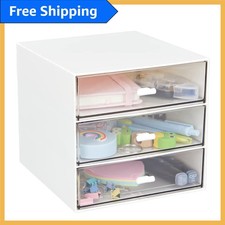 Elegant 3-Drawer Clear Plastic Desk Organizer - Eco-Friendly Desktop Storage