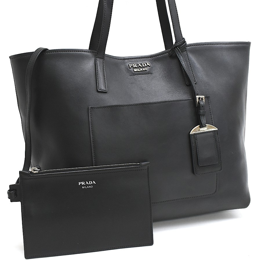 Prada Shoulder Tote Bag Leather Black