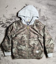 OshKosh Bgosh Boys Jacket 10 Camo Windbreaker Fleece Lined Hooded Coat Green
