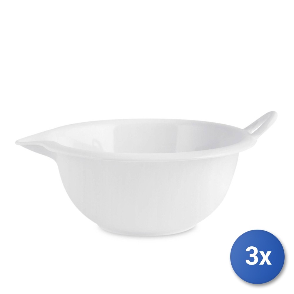 3x Mixing Bowl in Melamine, ø 26 cm - 2.9 Lt, White H&H