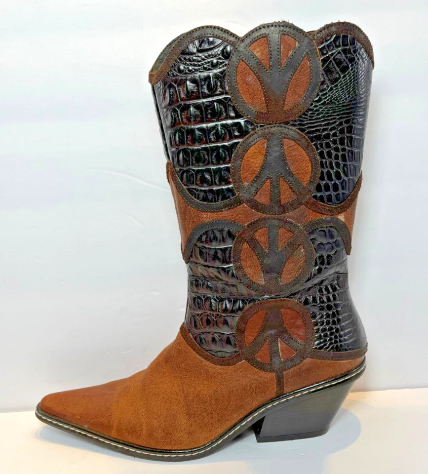 Botas de Vaquero Para Mujer 7.5 Donald J Pliner Western Couture JaJa/Paz Hechas en Italia Foto 4 de 4