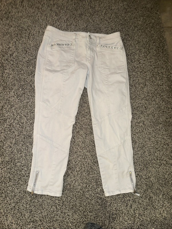 Womens WHITE HOUSE BLACK MARKET Stone Color Slim Cropped Pants Sz. 6. EUC