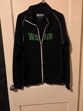 Wicked black zip front track jacket with white piping Size Large