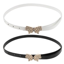 2 Pcs Girls Retro Belt Small Rhinestone Belts for Kid Dress Size 7-8
