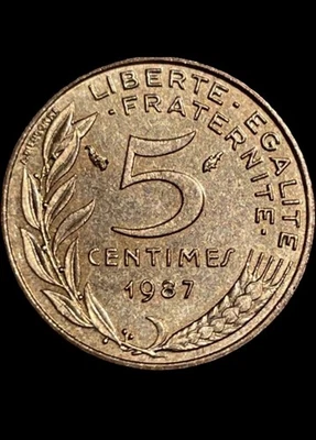 Pièce de monnaie 5 Centimes Marianne 1987 République Française (SPL) - Photo 1/2