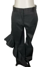 CÉLINE  Phoebe Philo Fall 2015 Runway Look 18 Black  Twill Ruffle Pants SZ 34