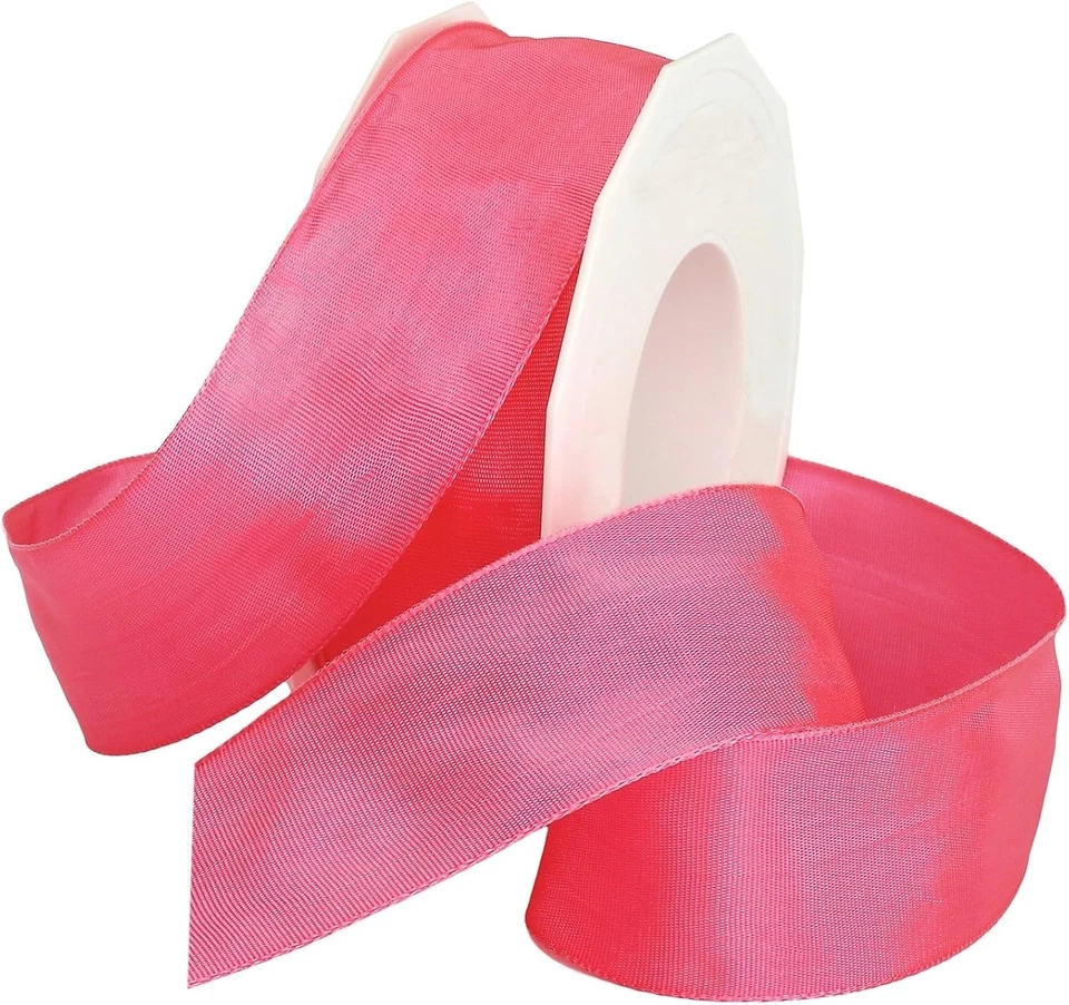 Cerise French Wired Ribbon - Floral Craft Bow 27 Yards - Image 2 of 2