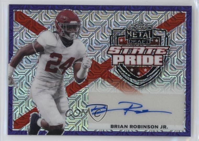 Brian Robinson Jr. Leaf Metal Draft State Pride Autographs #SPBRJ Purple Mojo