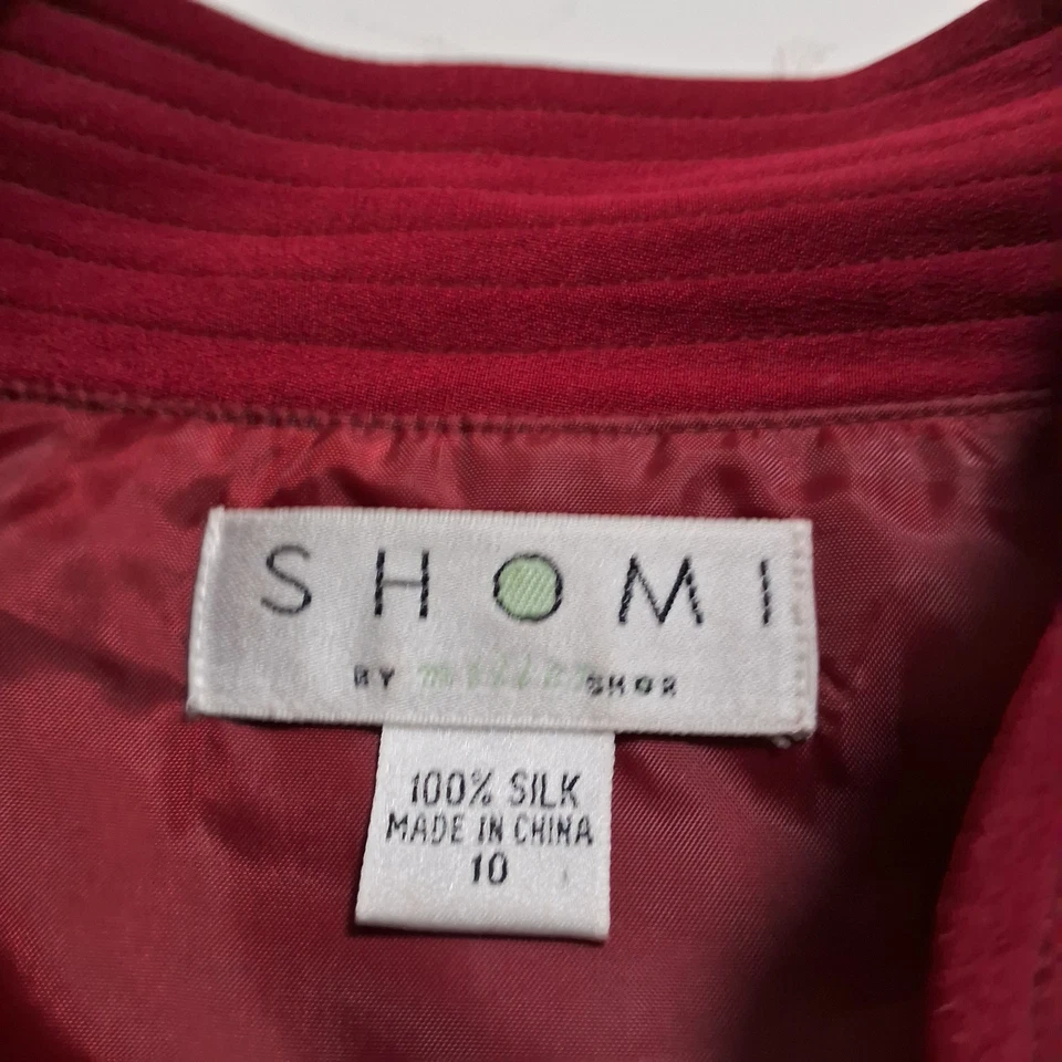 Traje para mujer Shomi By Miller chaqueta roja falda lápiz talla 10 100 % seda Foto 3 de 4