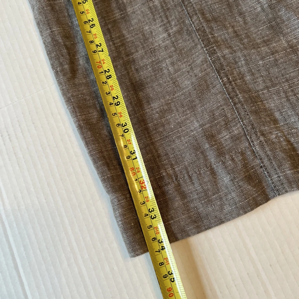 Pantalones Mexx 10 Mezcla de Lino Mujer Marrón Jaspeado Sueltos Anchos Piernas Rectas Recortados Foto 4 de 4