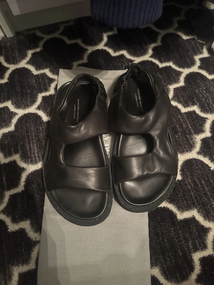 Sandalias Officine Creative de cuero negras con punta abierta para mujer talla UE 36 6 Foto 2 de 4