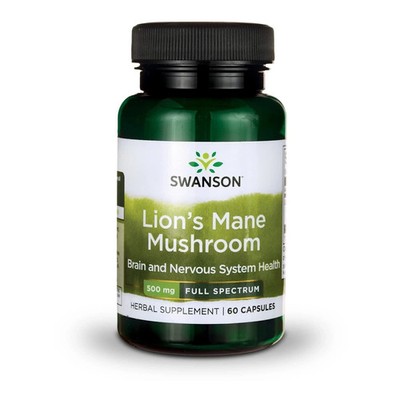 Swanson Full Spectrum Lion's Mane Mushroom 500mg Brain Nervous System 60 Capsule