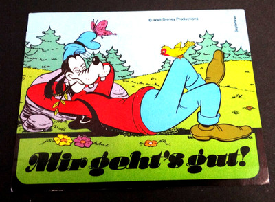 Disney-Aufkleber Goofy relaxt Mir geht´s gut ! Mickyvision Heft Beilage 09/1982