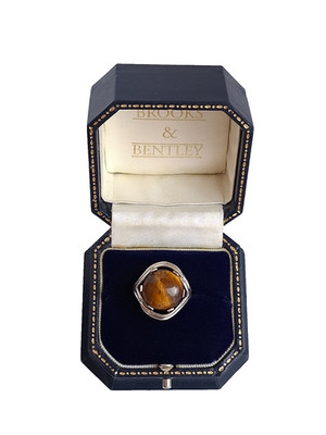 Tigerauge Ring 925 Silber Cabochon Tigerauge Ring Silber Vintage Ring Gr. M