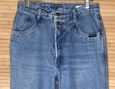 Vintage Rocky Mountain Jeans Womens 26 x 33 Blue Western Bareback